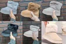 H.O.S Faux Fur Lined Chunky Platform Bow Detailed Ankle Boots (Buy Size Up)