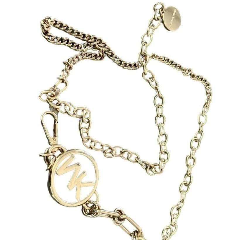 NWT $58 Michael Kors Gold Tone MK Logo Stainless Steel Metal 