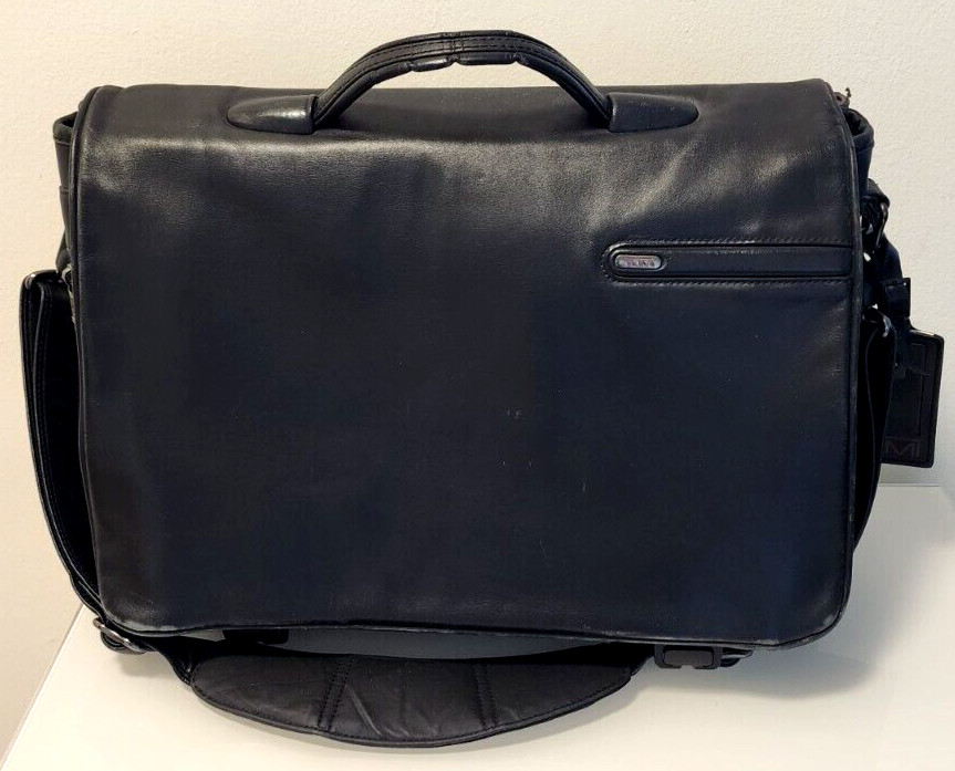 TUMI Leather Laptop Briefcase Work Alpha Crossbody Gem