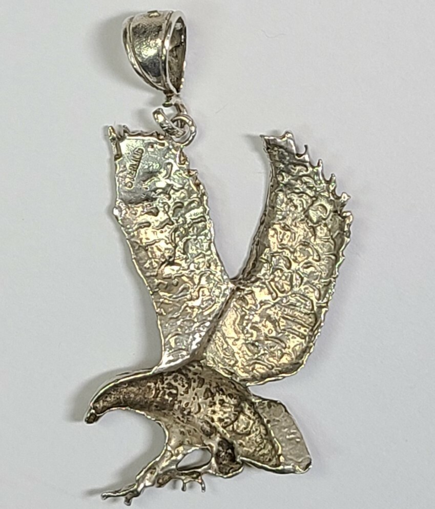 Sterling Silver Flying Swooping Eagle Detailed Pe… - image 4