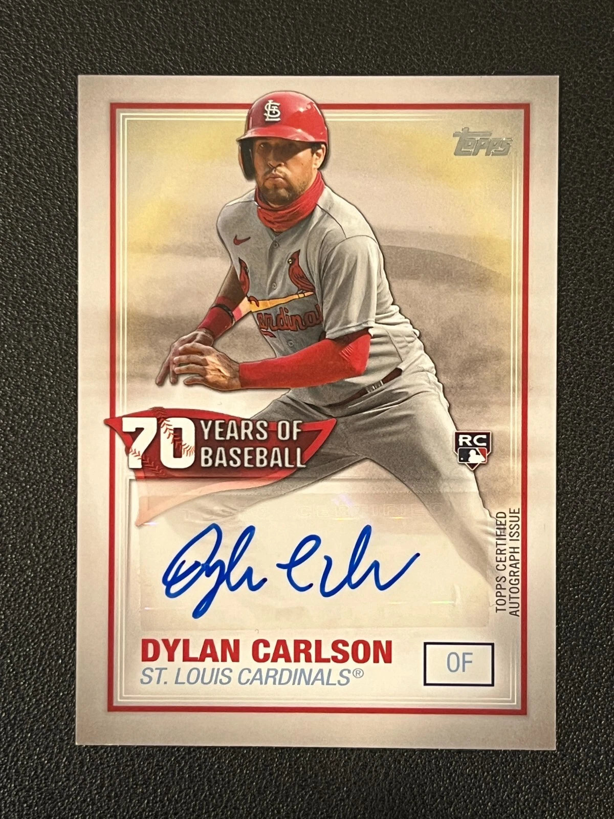 Dylan Carlson 2021 Topps Rookie Auto 70 Years of Baseball Cardinals