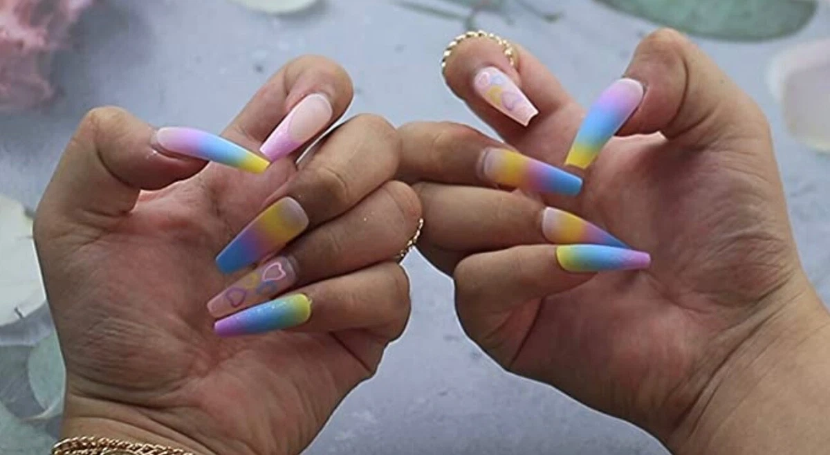 Multicolor acrylic nails online