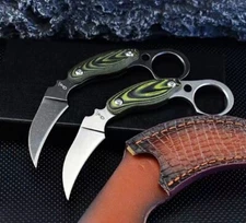 New CNC Stone Wash D2  Blade G10 Handle Survival Hunting Karambit Claw Knife C12