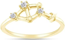 1/10 Ct Diamond Celestial Star Horoscope Astrology "Libra" Sign Ring