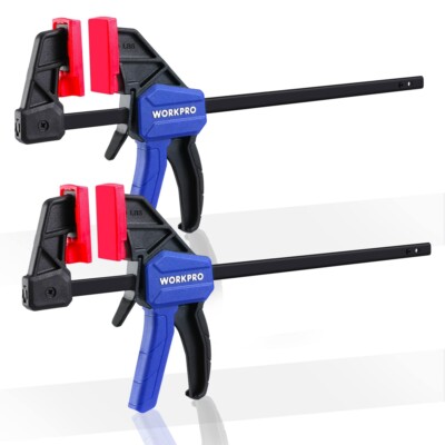 WORKPRO 2PCS 6'' Bar Clamps Set One-Handed Mini Clamp/Spreader F Clamp Light-Duty
