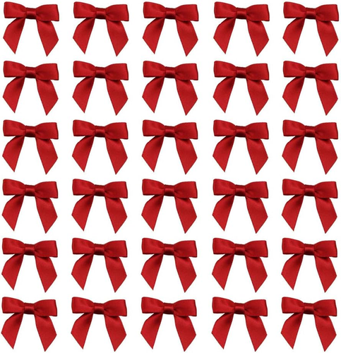 50Pcs Boutique 1.5" Red Satin Ribbon Mini Bows for Craft Sewing Scrapbooking Wed - Picture 11 of 12