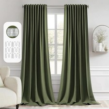 MIULEE Back Tab Sage Green Curtains 102Inch Long 2 Panel Set for Living Bed Room