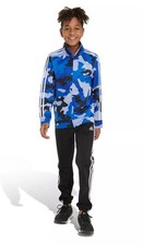 Adidas Boys 3-Stripe Tricot Track Jacket  Track Pants Set Blue Size XL 18/20 