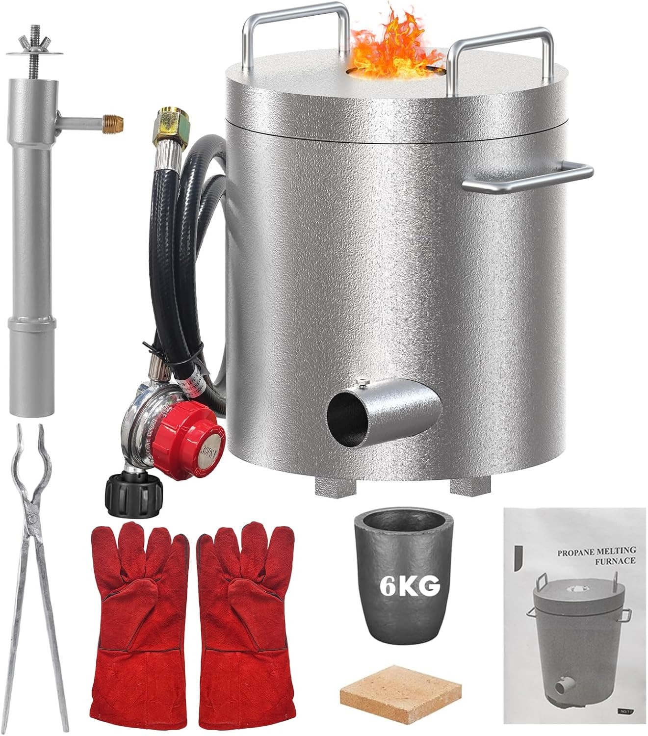 6KG Propane Melting Furnace Kiln Kit Smelt Scrap Metal Gold Silver Copper 2372°F