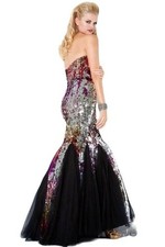 Jovani Long Multi Sequin Prom Dress Size 6 Mermaid Tulle Underlay Strapless 4210