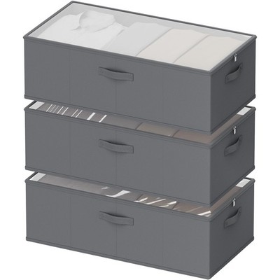 10inch 3 Pack Under Bed Storage Containers, 10 Inch Tall Underbed Clothes Sto...