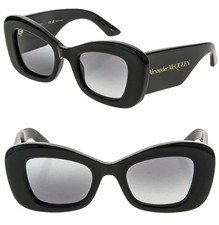 ALEXANDER MCQUEEN AM0434S Black Bold Butterfly Sunglasses 0434 001 Authentic