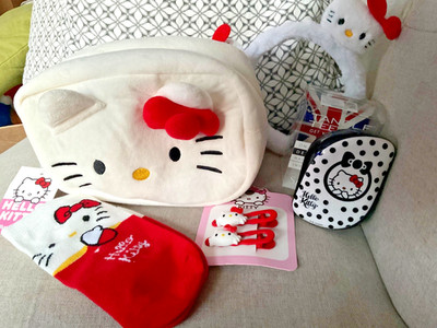 Hello Kitty Mädchen Paket Tangle Pinzette Haarbürste/Clips/Tasche/Socken & Haarband