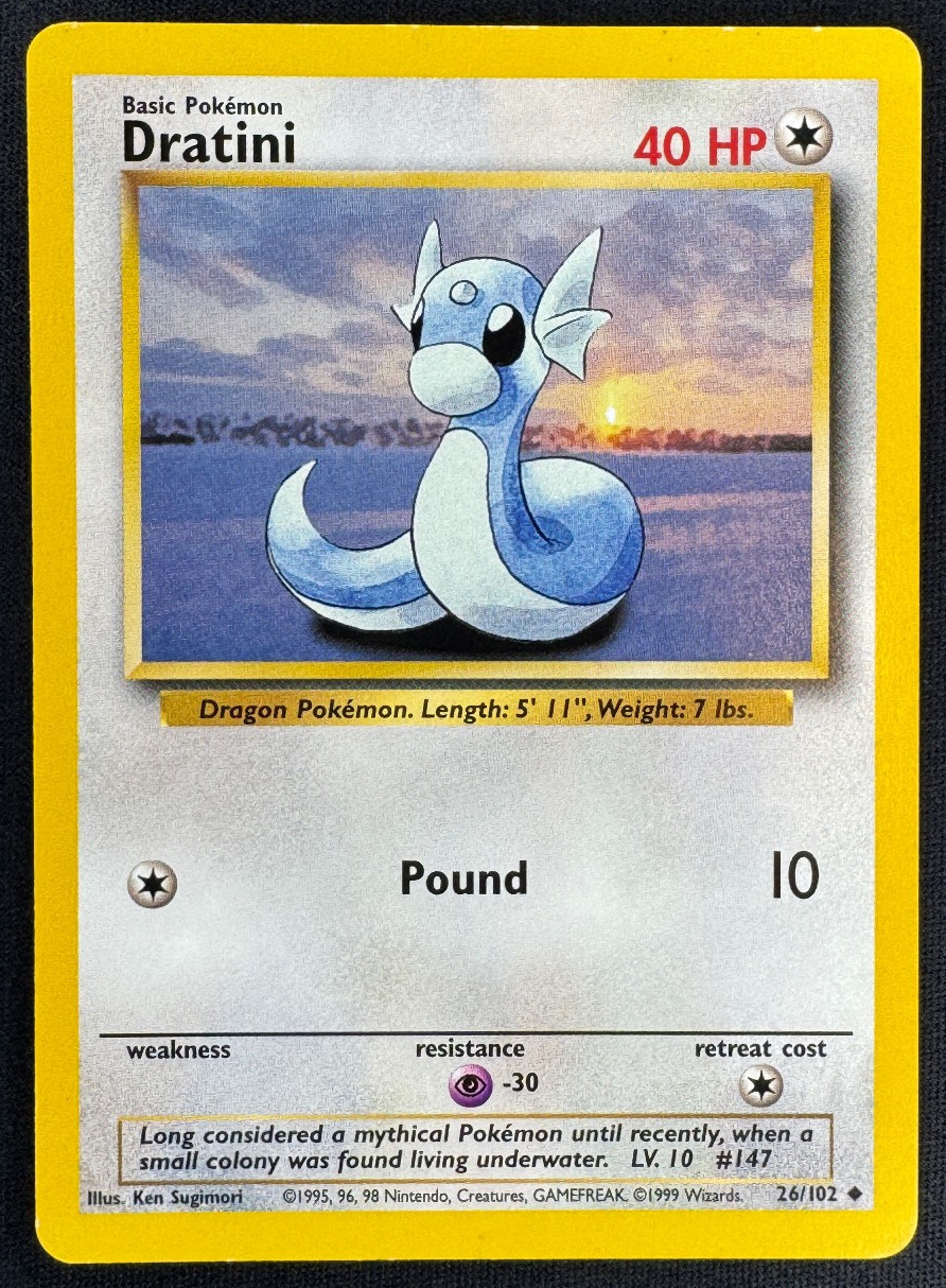 DRATINI 26/102 MP UNCOMMON BASE SET UNLIMITED POKEMON 1999