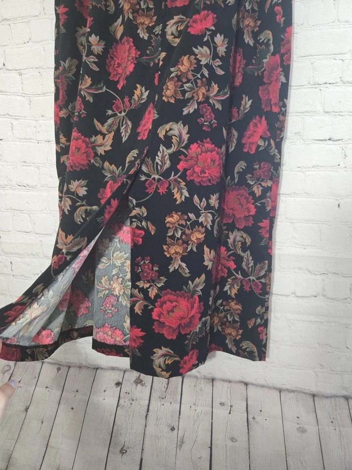 Saia Maxi Antiga Tamanho 18W Moody Inverno Vermelho Floral Anos 90 Whimsygoth FairyGrunge  - Imagem 3 de 4
