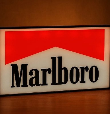 Marlboro Cigarette Light Up LED Neon Sign Reds Cowboy Zippo Ashtray Rolling 