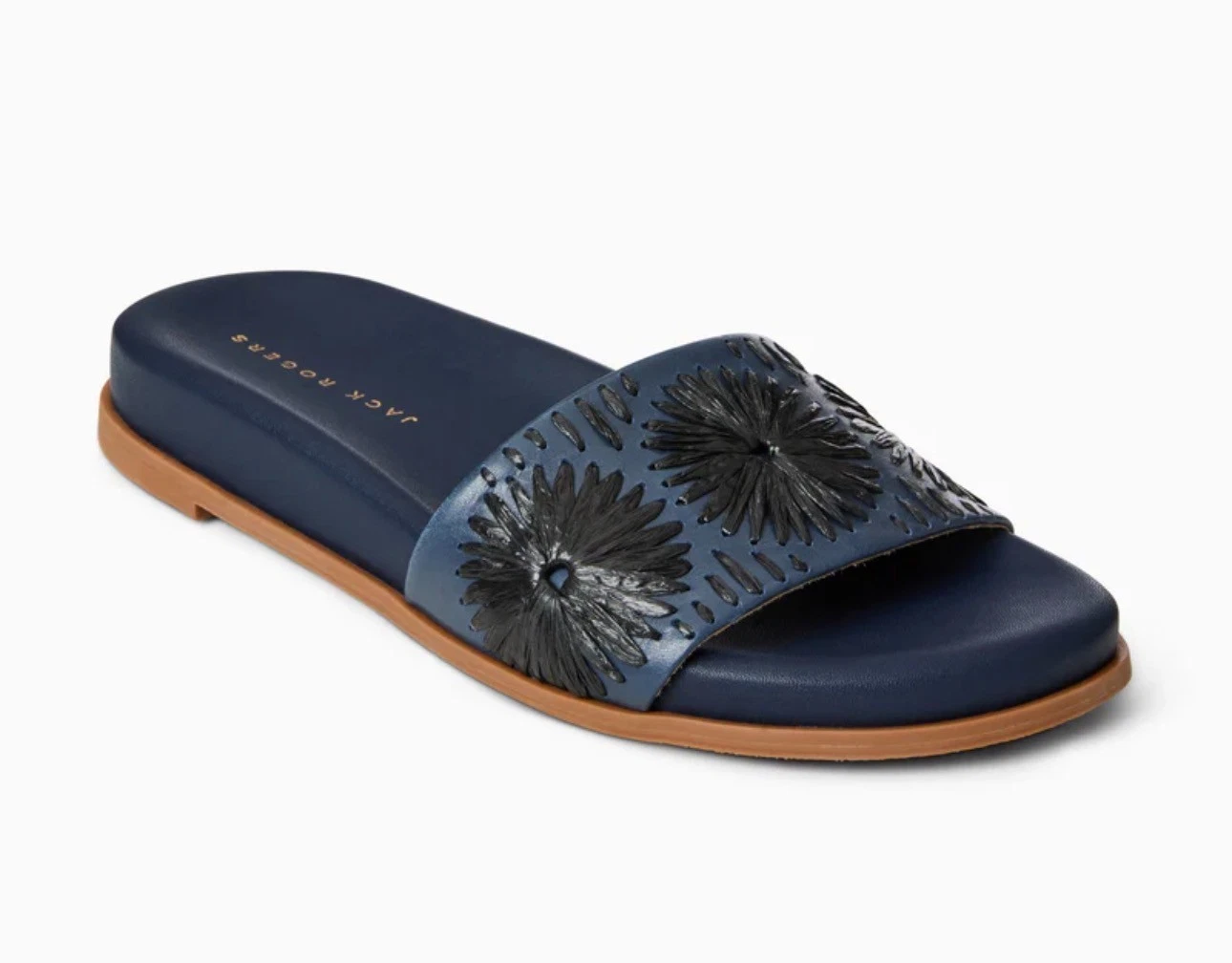 Jack Rogers Somerset Embroidered Slide Sandal Midnite/ Black