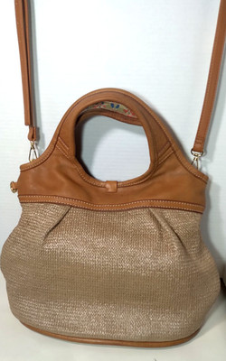 UGG Cream and Brown Tote Handles/Crossbody Purse 15Wx12Hx6''D Nice!!