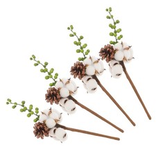 4 Pcs Faux Flower Stems Artificial Cotton Branch Decorative Branches