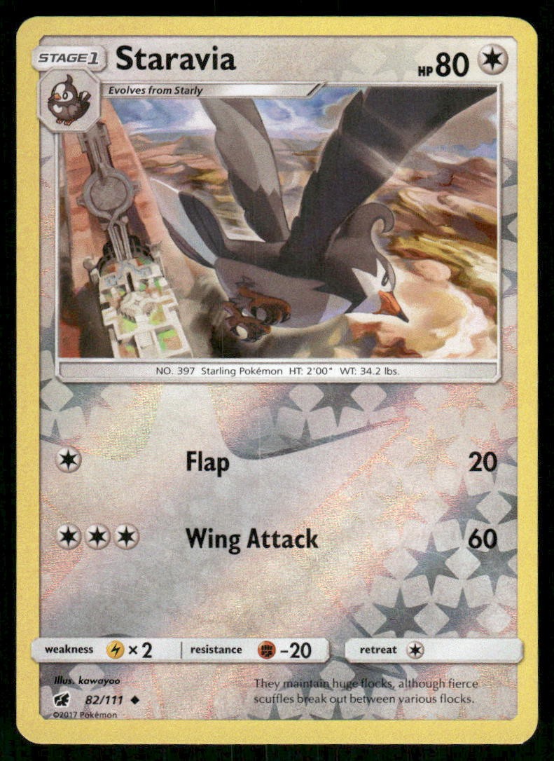 Staravia 82/111 Uncommon Crimson Invasion Pokemon Reverse Holo LP