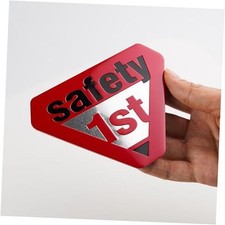 Safety First Universal Car Emblem Decal Sticker, Aluminum Car Triangle Red