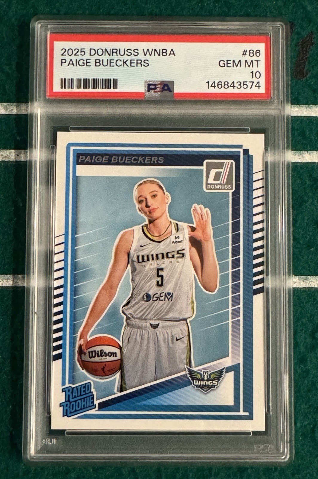 2025 Panini Donruss WNBA Rated Rookie Paige Bueckers #86 RC PSA 10 Dallas Wings