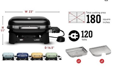 ''New in Sealed Box'' Weber Lumin Portable Electric Grill 1560 Watt Black