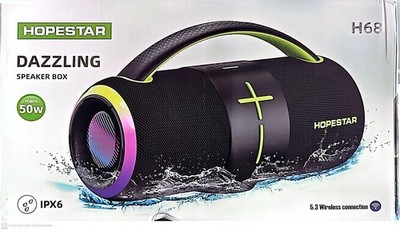Hopestar H68 Portable Speaker 50W IPX6 Bluetooth 5.3 6000mAh LED TWS AUX-IN