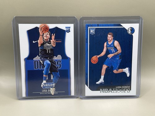 Luka Doncic Rookie Card Lot (2) 2018-19 Panini Threads #181 & NBA Hoops #268 RC