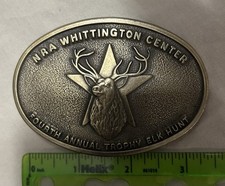 Vintage RJ Belt Buckle NRA Whittington Center 4th Annual Trophy Elk Hunt