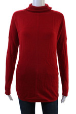 Magaschoni Womens Cashmere Long Sleeves Turtleneck Sweater Red Size 1