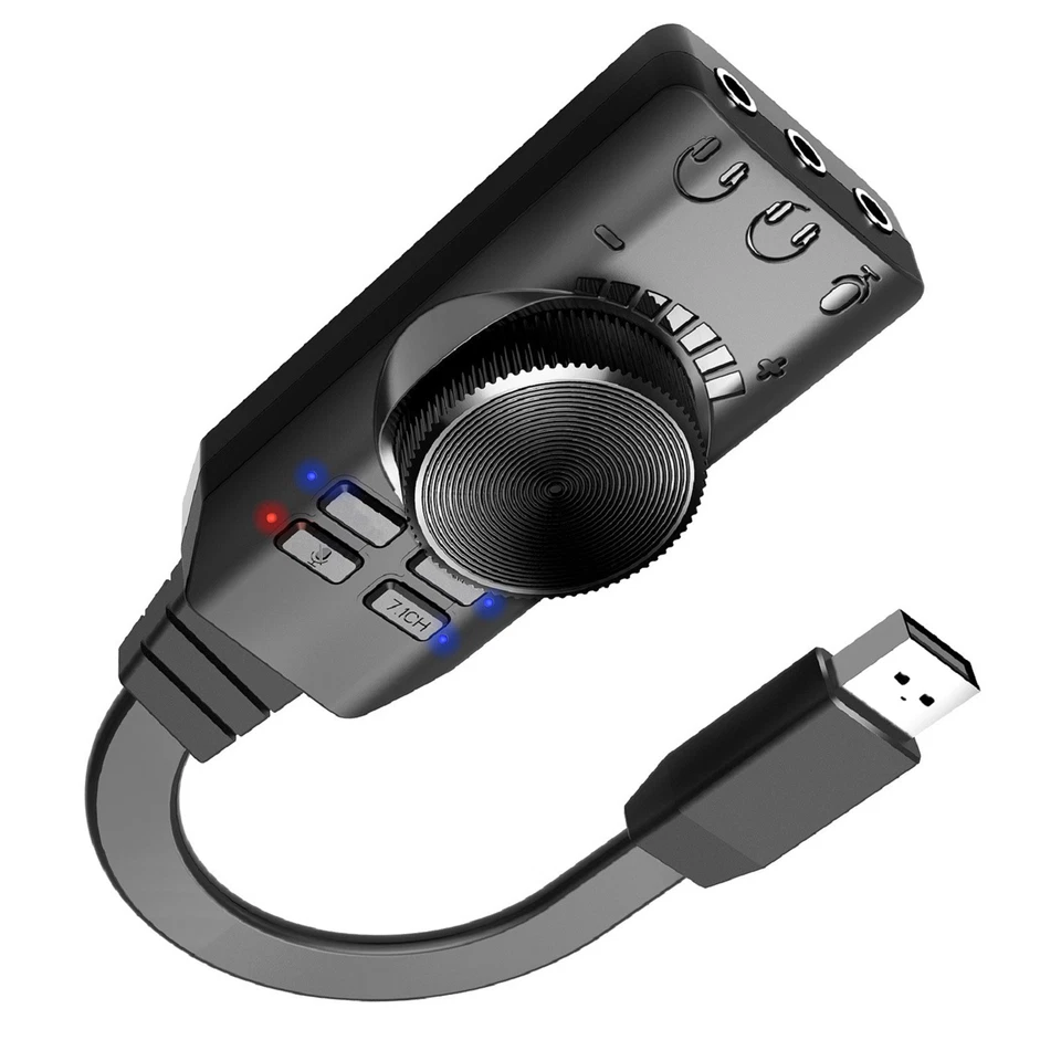 HeadphoneUSB 2.0 External Sound Virtual 7.1 Channel Sound Card 3.5mm Audio Plug - Image 4 of 4