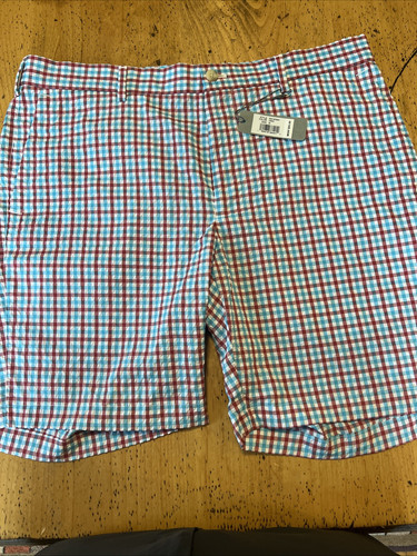 New Peter Millar Featherweight Seersucker Crown Sport Performance 34 Golf Shorts