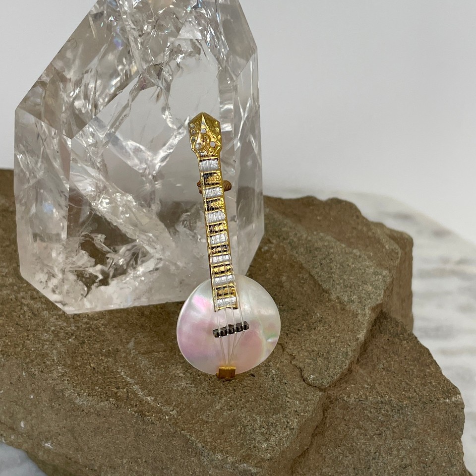 Vintage Shell Banjo Bluegrass Instrument Brooch Jewelry Pin 50s ? Mid ...