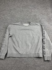 Vans Sweatshirt Womens Large Gray Crewneck Checkerboard Tape Sleeve Pullover