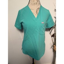 FIGS Teal V Neck Scrub Top Technical Collection Short Sleeve Women Small