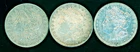 1896 P-P-S (3) US Silver Dollars - Raw, XF and VF