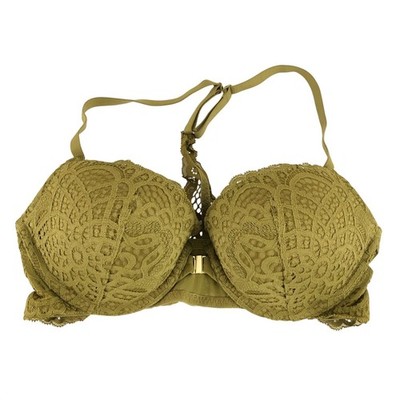 Auden Bra The Radiant Plunge Push-Up Lace Front Closure Lace Overlay Green 32C