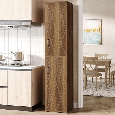 75-Inch Tall Narrow Kitchen Storage Cabinet, Farmhouse Pantry Cabinet with Doors