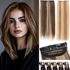 100 REAL Remy Human Hair Extension Mini Short Hair Pad Topper Clip In Top/Side