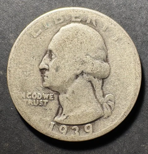 1939-P Silver Washington Quarter (Circulated) - (#2027) Very Fine Condition