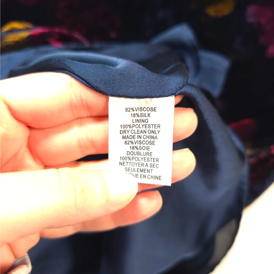 Vestido floral de terciopelo Trina Turk para mujer talla M viscosa mezcla de seda manga globo Foto 4 de 4