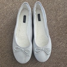 TALBOTS COZY SUEDE BALLET SLIPPERS IN Gray SIZE 10M Comfy/ lounge