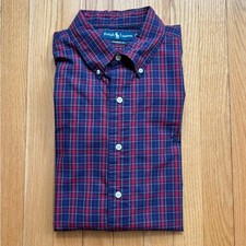 Polo Ralph Lauren Mens Long Sleeve Dress Shirt Classic Fit XL Blue Red Plaid