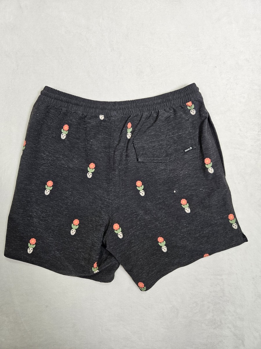 Roark Swim Trunks Mens Small Shorey 16 Deep Roots Skull Flower Print Charcoal View 5