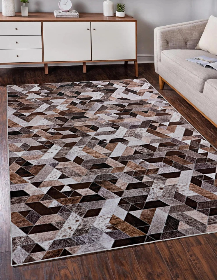 Linon Laredo Lockhart Patchwork Polyester Faux Cowhide 5' X 7' Area Rug in Brown - Image 2 of 4