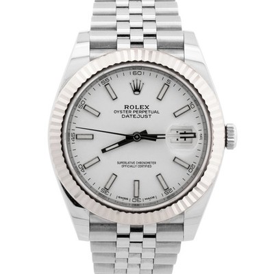 2018 PAPERS Rolex DateJust 41 WHITE 18K Steel JUBILEE Fluted 41mm 126334 BOX