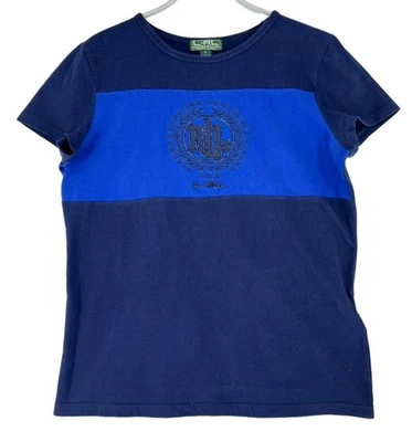 LRL Lauren Ralph Lauren T-Shirts Manches Courtes Col Rond Femme Bleu Taille S - Photo 1/4