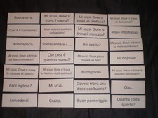 28 Italian to English Language Travel Study Flash Cards-meant to show to people