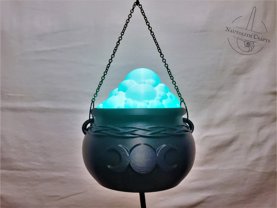Caldero de bruja burbujeante lámpara LED de Halloween que cambia de color - luz multicolor Foto 3 de 4